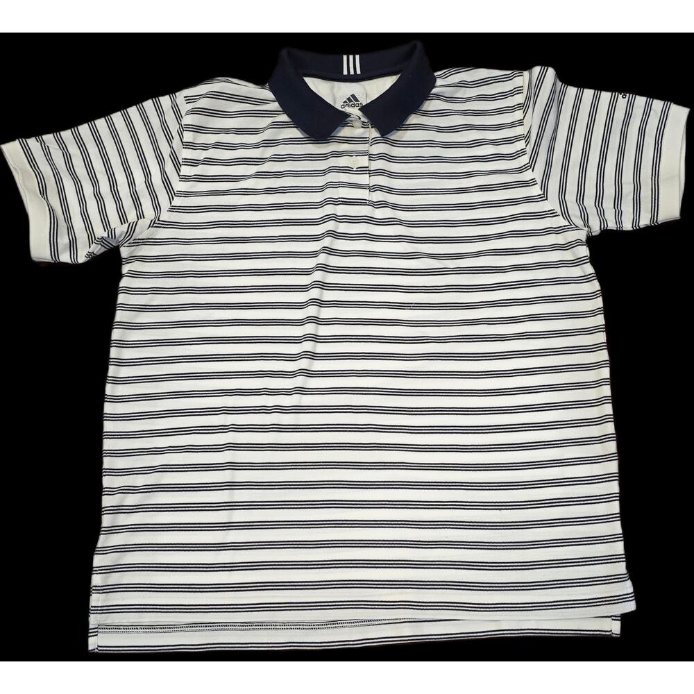 Adidas Women's XL Striped Polo Shirt: Golf, Sporty, Performance Wear, Athletic